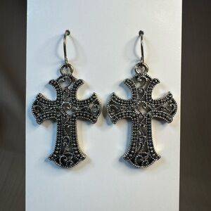 Elegant Silver Cross Earrings